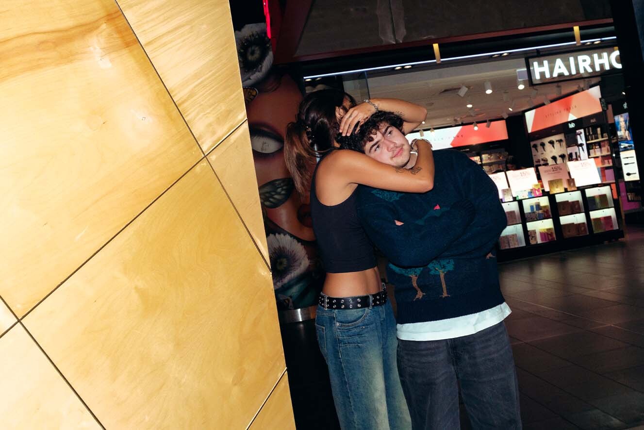 Friends hugging.