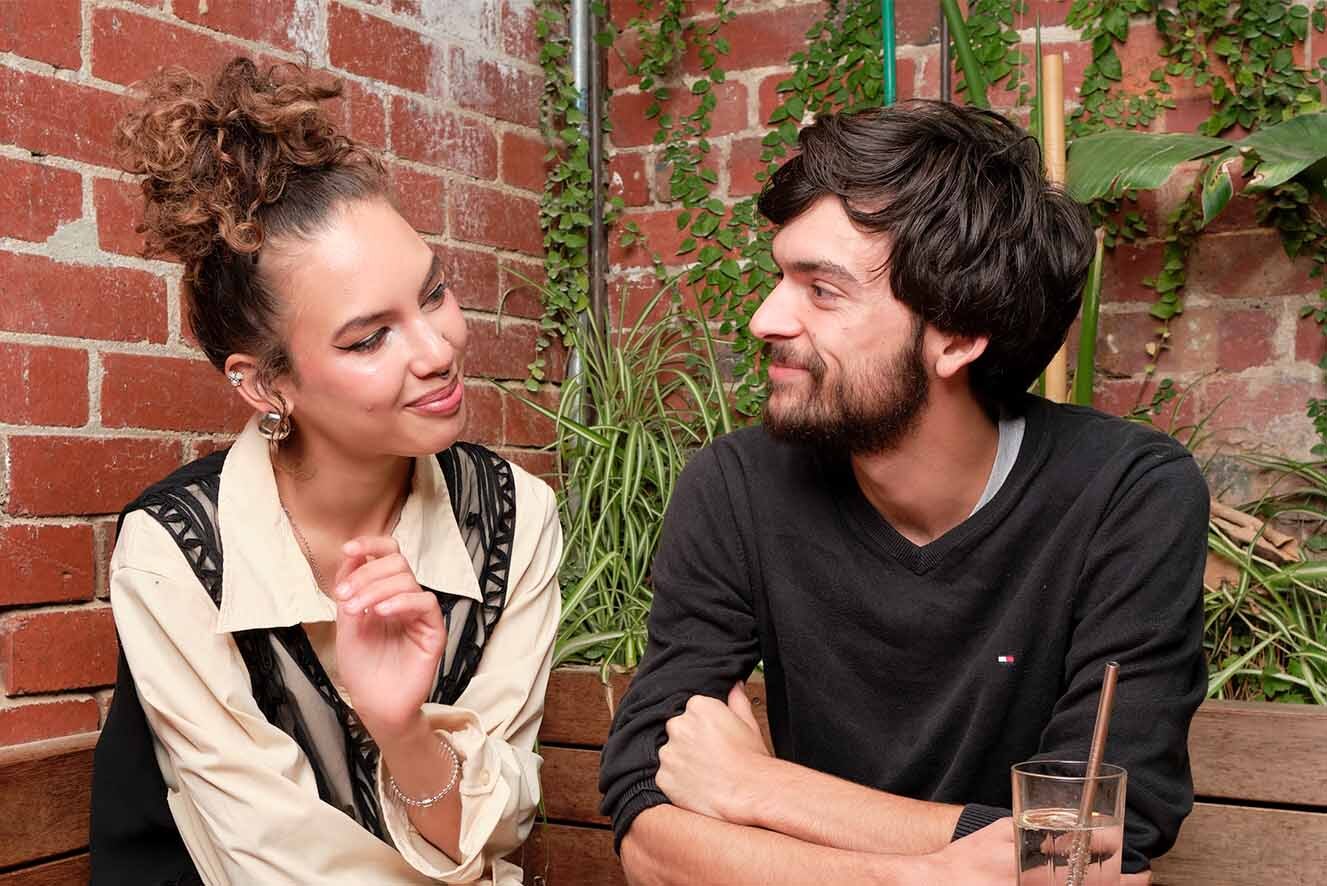 A young hetero couple on a date.